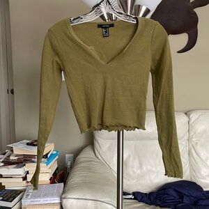Forever 21 green long sleeve crop top